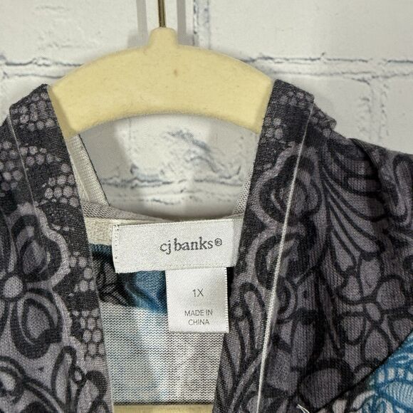 Cardigan Hoodie Women’s Plus 1X Fair Isle Bohemian Beaded Fairy Grunge Stretch - Picture 4 of 14